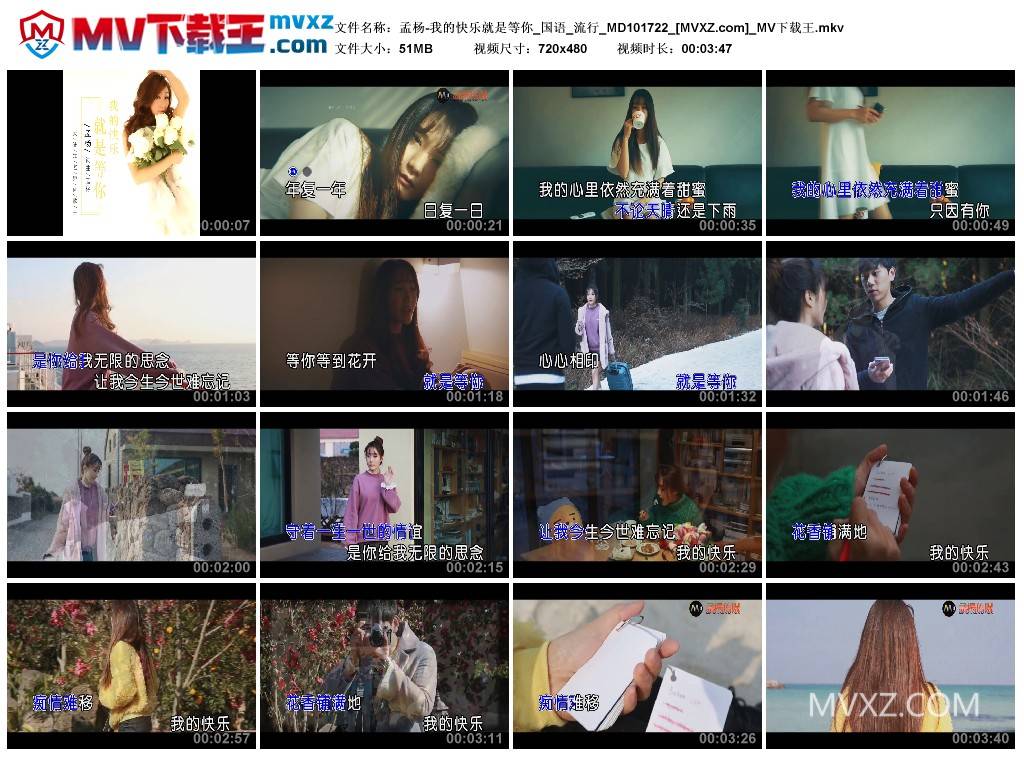 孟杨-我的快乐就是等你_国语_流行_MD101722